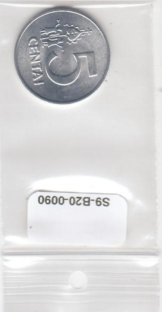 S9-B20-0090 Lithuania 5 Centai UNC 1991 KM87, Postzegels en Munten, Munten | Europa | Niet-Euromunten, Losse munt, Overige landen