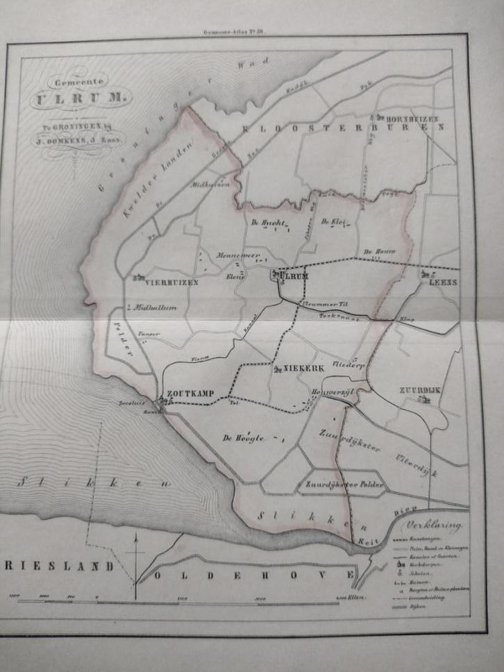 58 Ulrum Niekerk Zoutkamp Zuurdijk Hornhuizen Litho 1862, Antiek en Kunst, Kunst | Litho's en Zeefdrukken, Ophalen of Verzenden