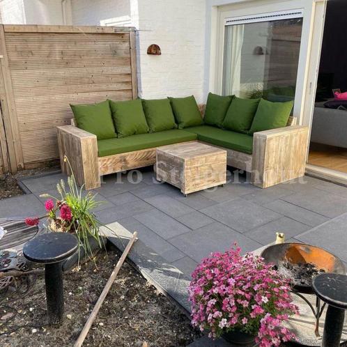 Steigerhout Loungebank Loungeset Tuinset Hoekbank Tuinbank, Tuin en Terras, Tuinsets en Loungesets, Nieuw, Loungeset, Steigerhout