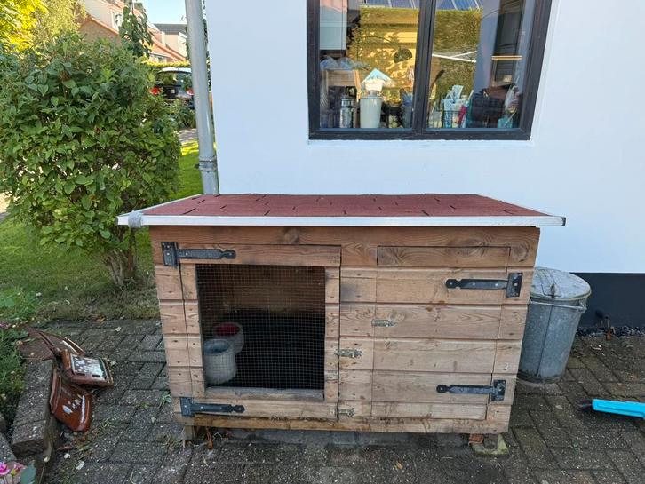 Stevig konijnenhok geïmpregneerd hout, Dieren en Toebehoren, Knaagdieren en Konijnen | Hokken en Kooien, Gebruikt, Hok, 90 cm of meer