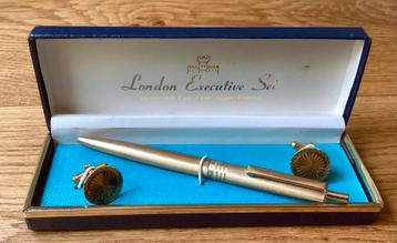 Pen en manchetknopen: London Executive Set. Diamond Cut 22ct beschikbaar voor biedingen