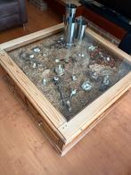 Zeer nette en prachtige Salontafel met glasplaat, Huis en Inrichting, Tafels | Salontafels, Ophalen, 50 tot 75 cm, Klassiek, Eikenhout