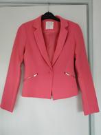 Bershka dames blazer koraal roze met rits zak motieven, Zo goed als nieuw, Jasje, Roze, Maat 34 (XS) of kleiner