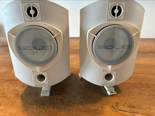 B&W Rocksolid Sounds Solid Monitor Speakers with Mounts, wit, Audio, Tv en Foto, Luidsprekers, Gebruikt, Front, Rear of Stereo speakers