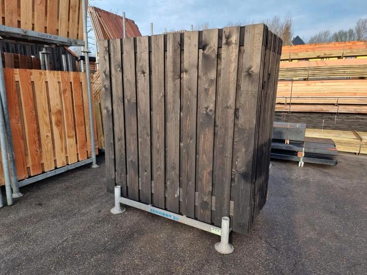 Zwart geïmpregneerd tuinscherm gladgeschaafd 21 planks!, Tuin en Terras, Tuinschermen, Nieuw, Hout, 150 tot 200 cm, 150 tot 200 cm