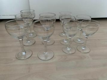 Wijnglazen met gouden randjes 5 grote 5 kleine Wijnglas goud beschikbaar voor biedingen