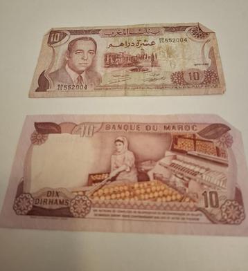 Marokko  2 bankbiljetten 10 Marokkaanse dirham beschikbaar voor biedingen