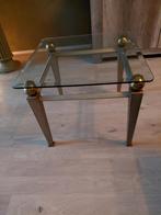 Bijzettafel met messing met glazenplaat, Ophalen, Rond, Minder dan 55 cm, 45 tot 60 cm