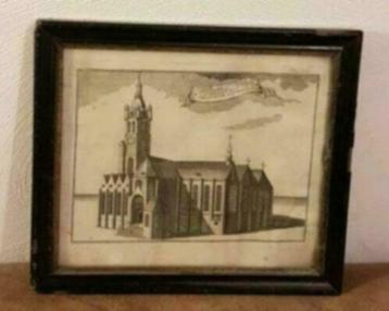 Oude gravure roermond Sint-Christoffelkathedraal 18e eeuw. beschikbaar voor biedingen