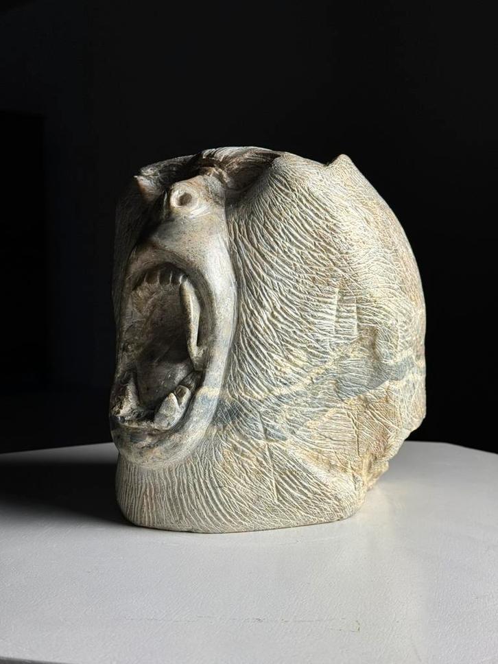 Hand carved stenen beeld aap, Verzamelen, Beelden en Beeldjes, Gebruikt, Mens, Ophalen of Verzenden