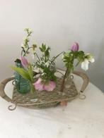 Antiek frans metalen mandje. Rose roosjes van ijzer brocante, Antiek en Kunst, Ophalen