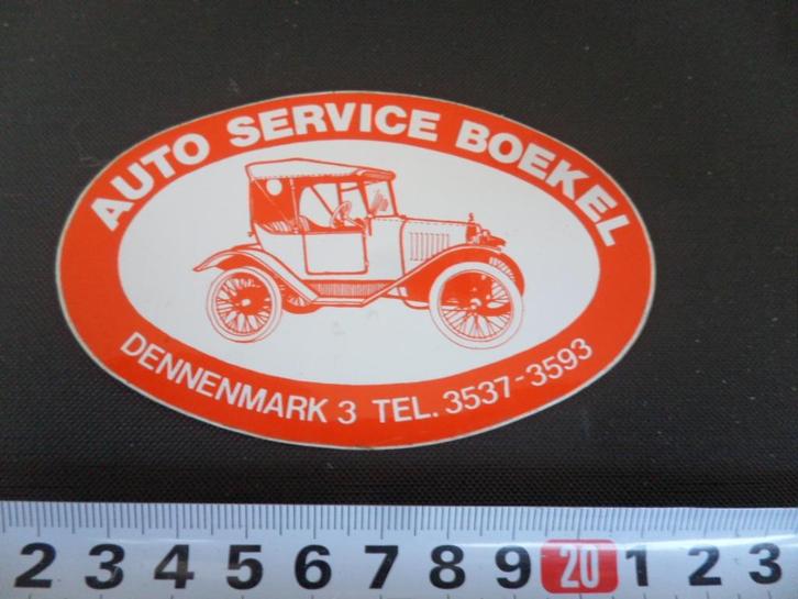 sticker auto service boekel - strip oldtimer auto, Verzamelen, Stickers, Zo goed als nieuw, Bedrijf of Vereniging, Ophalen