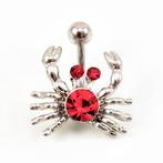 Roestvrij Stalen Zeekrab Navel Piercing met Rode Zirkonia, Navelpiercing, Staal, Birgitta-Gracht 33, 6465 EL Kerkrade, Nederland