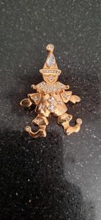 Gouden Clown Broche met Strass, 4 tot 7 cm, Gebruikt, Met strass, Ophalen of Verzenden
