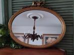 Vintage ovale spiegel met goudkleurig strik op lijst, Antiek en Kunst, Ophalen of Verzenden