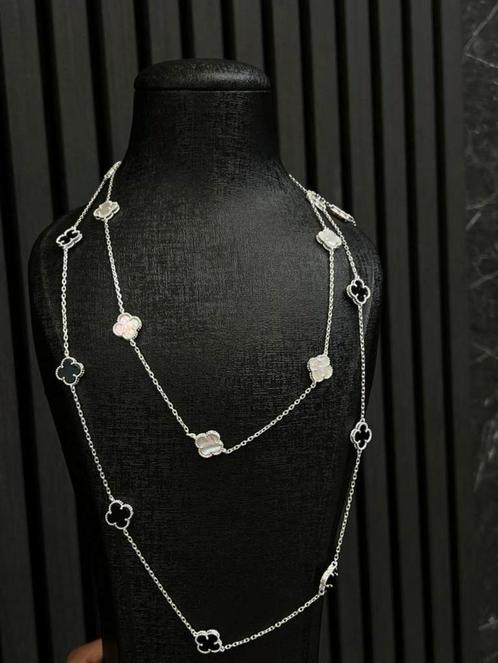 Zilveren Klaveren Ketting 925, Sieraden, Tassen en Uiterlijk, Kettingen, Nieuw, Zilver, Ophalen of Verzenden