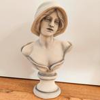Prachtig beige gipsen beeld/ buste/ borstbeeld van dame met, Ophalen of Verzenden