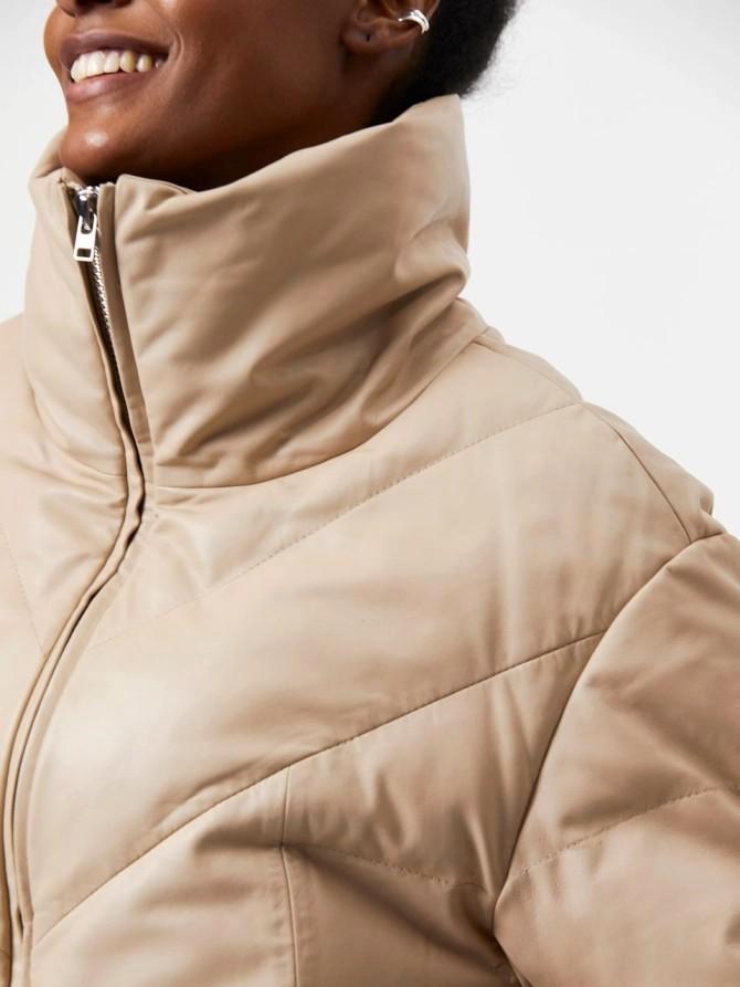 Leren jas/parka/puffer Dante6, nieuw, kaartjes er nog aan, Kleding | Dames, Jassen | Winter, Nieuw, Maat 42/44 (L), Beige, Ophalen of Verzenden