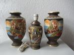 2 Satsuma vazen + satsuma lamp  Japan, Antiek en Kunst, Ophalen of Verzenden