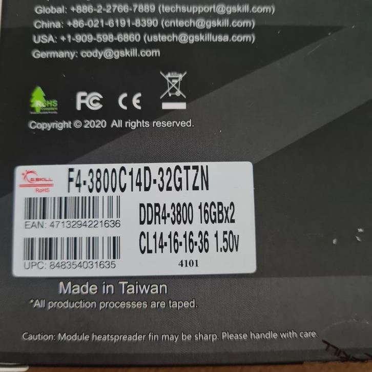 G.Skill Trident Z Neo F4-3800C14D-32GTZN CL14-16-16-36, Computers en Software, RAM geheugen, Zo goed als nieuw, Desktop, 32 GB