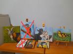 OPRUIMING Vogelschilderijen & geiten uil specht geit €15& 25, Ophalen of Verzenden