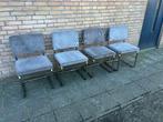 4 Zuiver Ribstof Stoelen met Chrome Buisframe, Ophalen, Gebruikt, Vier, Stof