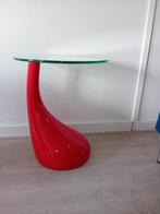Rode bijzettafel ook druppel tafel genoemd Modern Design, Modern design, Gebruikt, Rond, Glas
