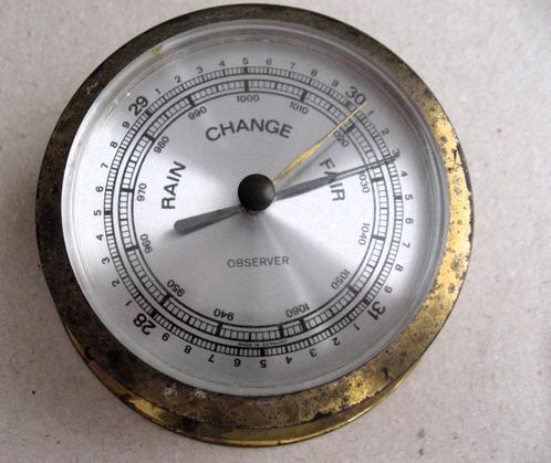 Vintage Observer barometer, messing, Antiek en Kunst, Antiek | Gereedschap en Instrumenten, Ophalen of Verzenden