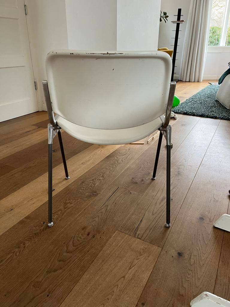 6 Vintage Castelli Piretti Stoelen, Huis en Inrichting, Stoelen, Ophalen, Gebruikt, Wit, Metaal