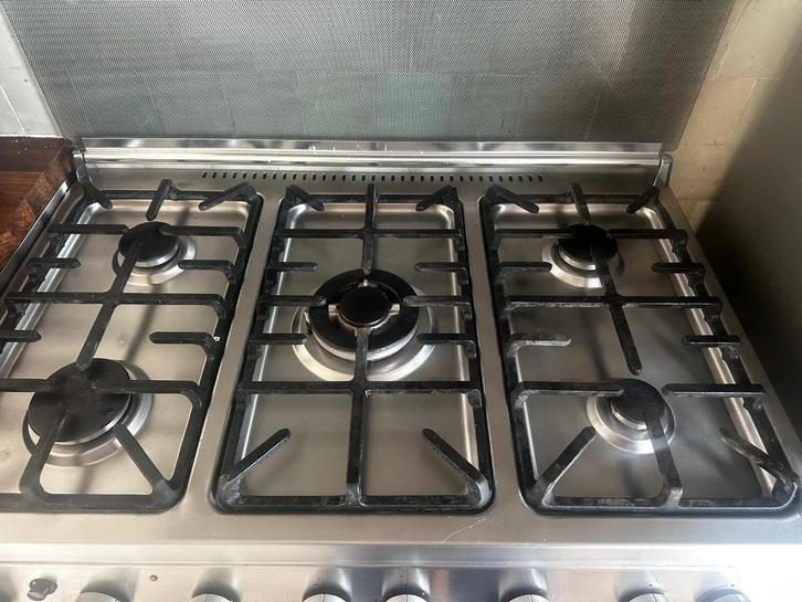 Gasfornuis, Witgoed en Apparatuur, Fornuizen, Gebruikt, Vrijstaand, Gas, 5 kookzones of meer, 85 tot 90 cm, 60 cm of meer, Grill