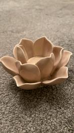 Waxinelicht houder beige bloemen lotus, Overige materialen, Beige, Ophalen of Verzenden, Zo goed als nieuw