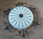 Vintage Smeedijzeren Plafonnière Jaren 50/60 - 75cm, Ophalen, Gebruikt, Glas, Vintage