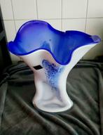 Prachtige Makora Krosno Art Unica handgemaakte glazen vaas, Minder dan 50 cm, Glas, Blauw, Ophalen of Verzenden