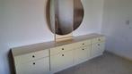 vintage kaptafel met ronde spiegel en twee nachtkastjes, Ophalen, Gebruikt, 55 tot 70 cm, 65 cm of meer
