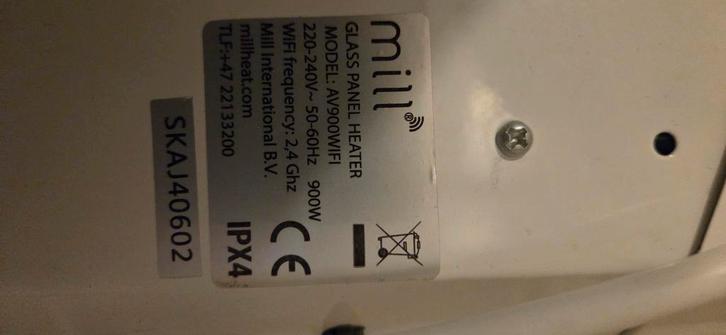 Mill AV900WIFI Glazen Paneelverwarming - Nieuwstaat, Huis en Inrichting, Kachels, Zo goed als nieuw, Hangend, Overige soorten