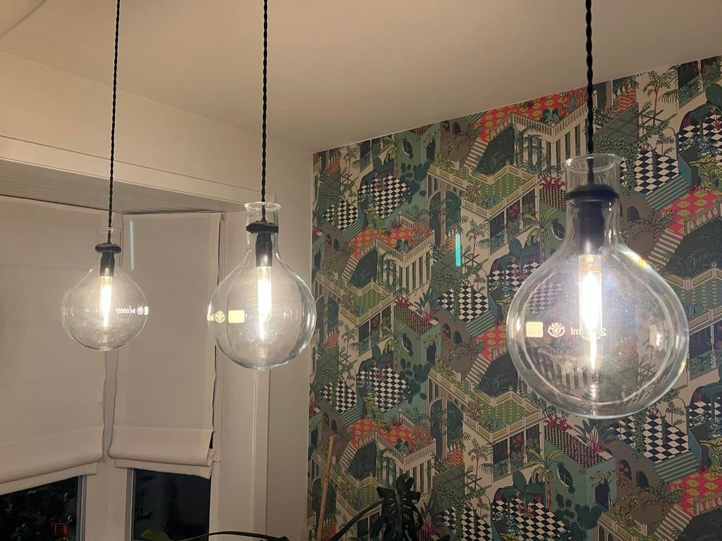 Blom en Blom Jellyfish 3x Erlenmeyer lamp, Ophalen of Verzenden, Zo goed als nieuw, Glas, Minder dan 50 cm