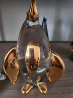 Glazen Pinguïn met Gouden Accenten, Ophalen of Verzenden