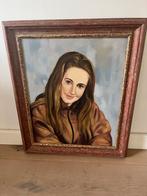 Houten lijst met geschilderd  portet van een meisje, Ophalen of Verzenden