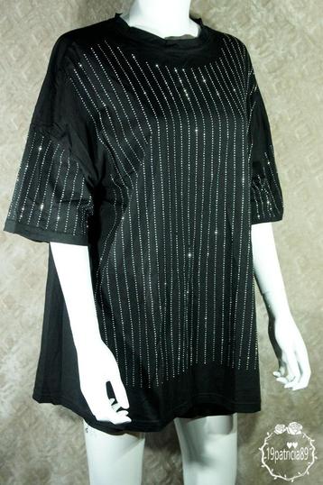 Zwart T-shirt met glitter diamantjes all over print nieuw  beschikbaar voor biedingen
