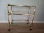 Vintage regency bar messing glas trolly Italy, Ophalen, Gebruikt, 50 tot 100 cm, Vintage