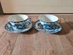 2x kop en schotel Blauw, Antiek en Kunst, Antiek | Servies los, Ophalen of Verzenden