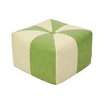 Leuke Vintage Vierkante Poef Skai Kunstleder Groen Crème, Minder dan 50 cm, Gebruikt, Vierkant, Ophalen of Verzenden