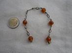 42.  Aparte oude armband, barnsteen+zilver 835,  18cm, Sieraden, Tassen en Uiterlijk, Antieke sieraden, Ophalen, Zilver, Armband