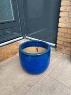 Blauwe keramische bloempot, Tuin en Terras, Bloembakken en Plantenbakken, Ophalen, Overige materialen, Gebruikt, Minder dan 60 cm