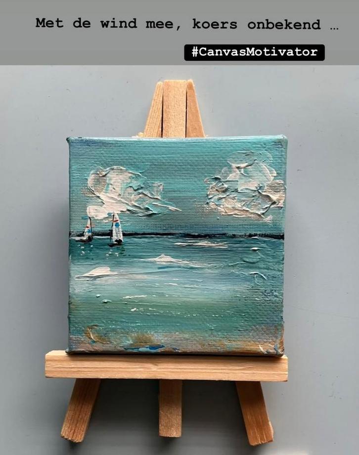 Met de wind mee ~ koers onbekend ~ kleintje kunst ~ atelier, Antiek en Kunst, Kunst | Schilderijen | Klassiek, Ophalen of Verzenden