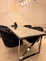 Eettafel + Salontafel Sleeperwood Glasplaat + 4 Stoelen, Ophalen, Zo goed als nieuw, Rechthoekig, Overige houtsoorten