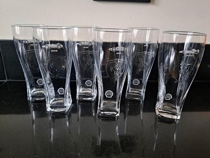 Shell Auto Glas Set - 6 Stuks Ferrari, Huis en Inrichting, Keuken | Servies, Zo goed als nieuw, Glas of Glazen, Overige stijlen