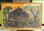 Borobudur schilderij, Antiek en Kunst, Kunst | Schilderijen | Abstract, Ophalen of Verzenden