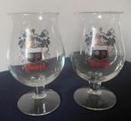 2x DUVEL bierglas op voet.H16,5cm.Jaren 70. Met wapenschild., Verzamelen, Ophalen of Verzenden, Zo goed als nieuw, Glas of Glazen