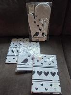 Nieuw set Clayre&Eef, 3 theedoeken + ovenwant, Huis en Inrichting, Keuken | Textiel, Ophalen of Verzenden, Nieuw, Wit, Theedoek of Handdoek